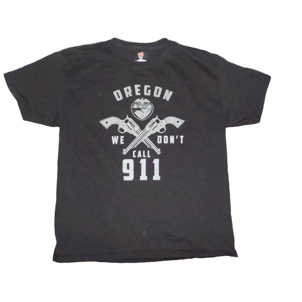 Oregon...We Don't Call 911 Men's 100% Cotton T-Shirt Size Large Black
